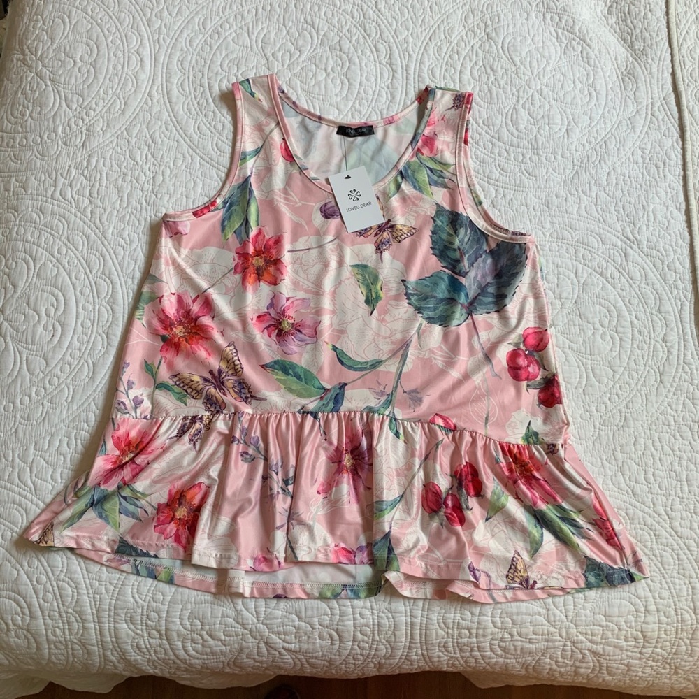 Butterfly ruffle tank top